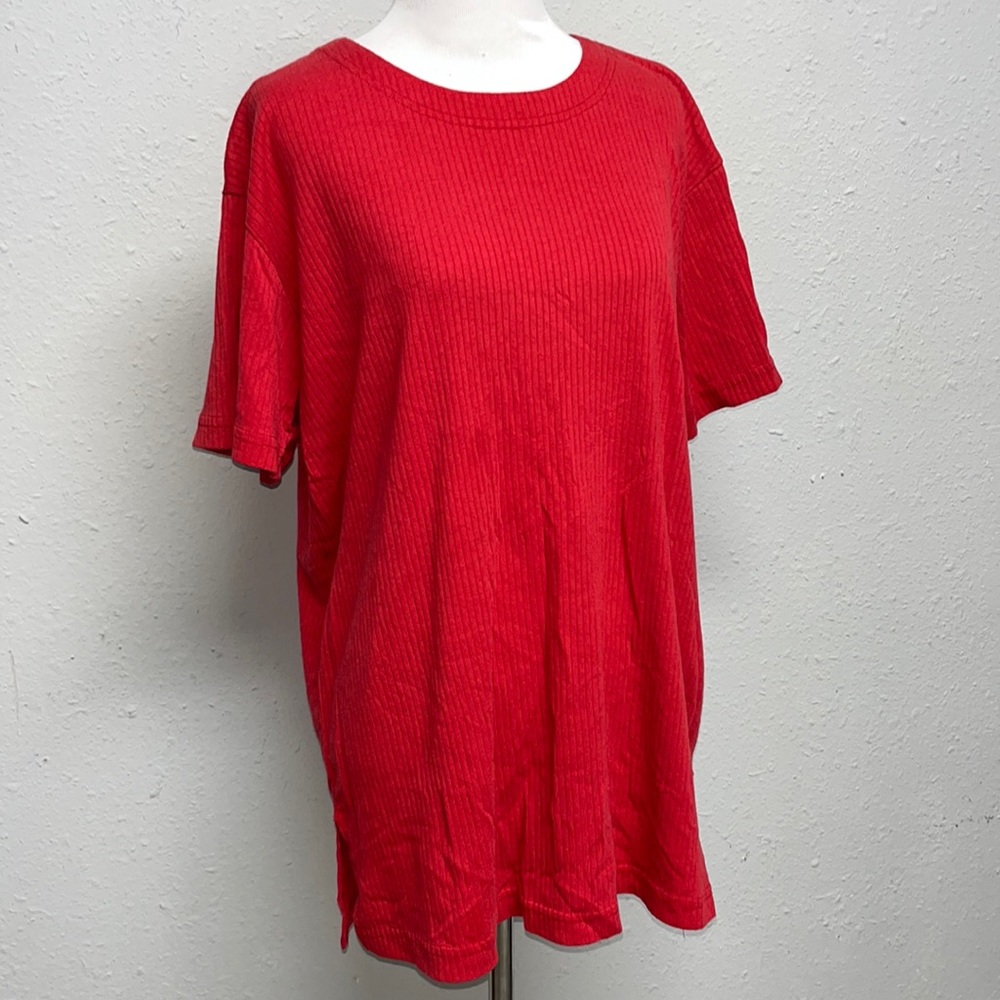 Vintage Ribbed Comfy Split Hem Tee Bobbie Brooks